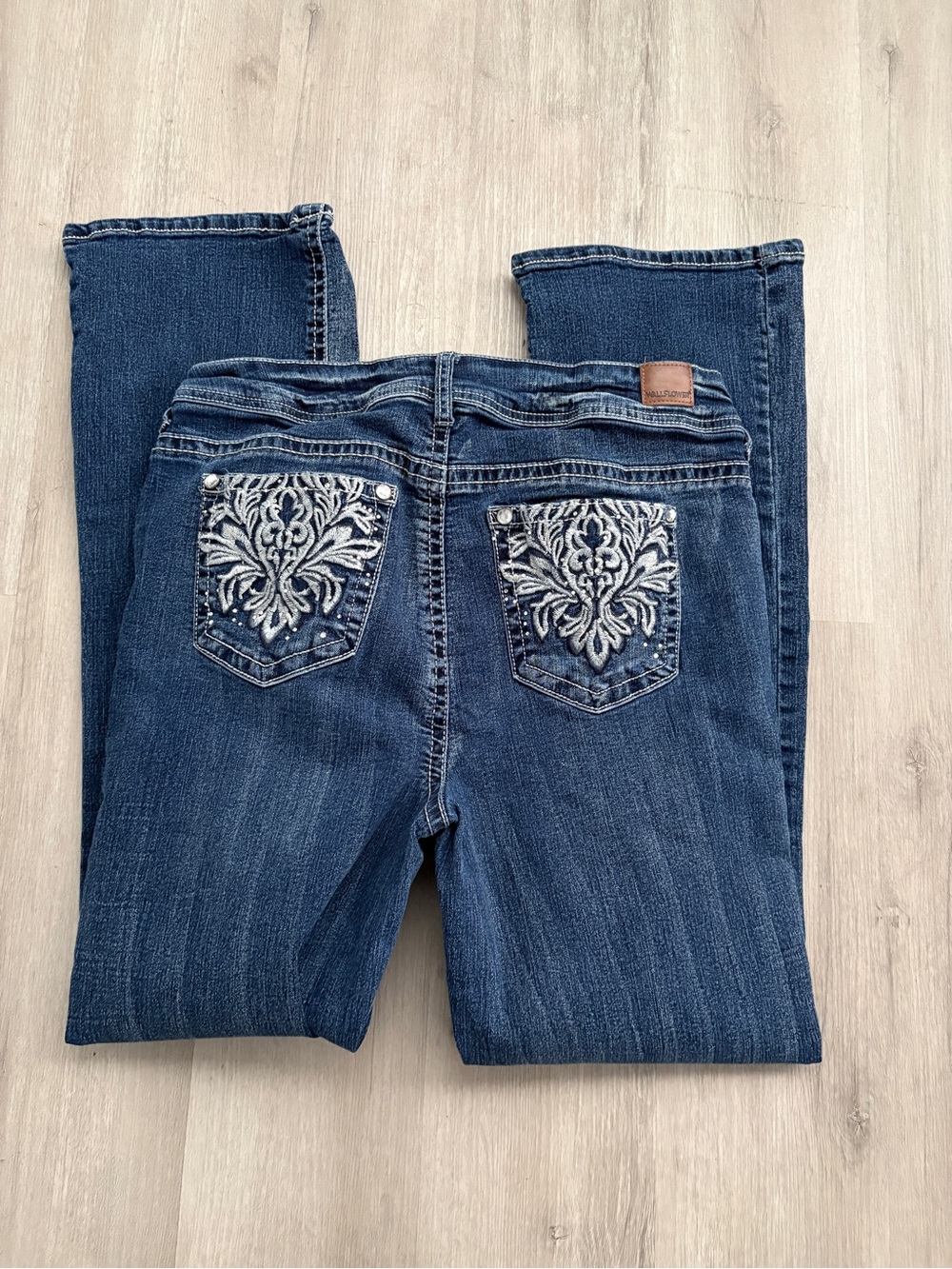 Wallflower Dark Blue Boot Cut Jeans with Embroidered Back Pockets